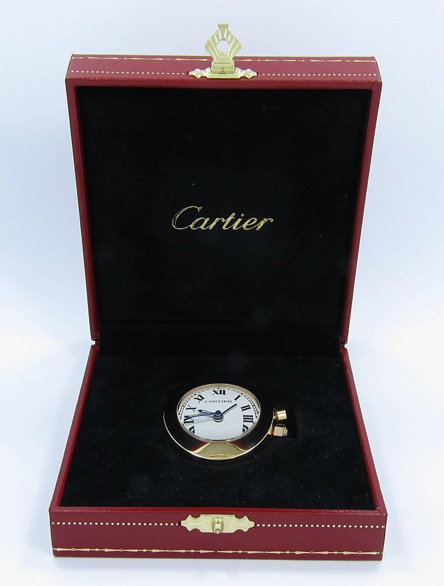 This very nice Cartier Miniature Travel clock is in beautiful condition. Clock stands just shy of 2