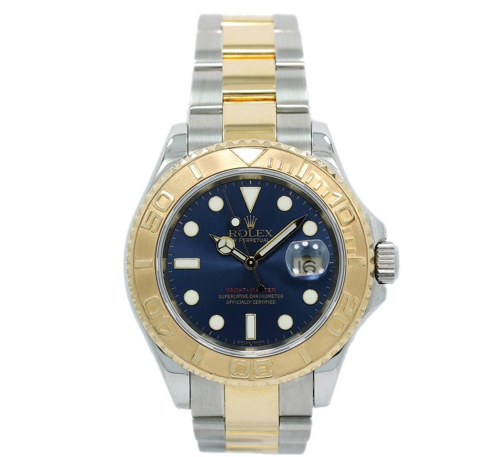 Rolex Yachtmaster Blue Dial 16623 Two Tone 2006 Box and Papers For Sale