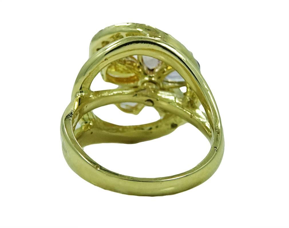 Women's Multicolored Sapphire Diamond Yellow Gold Ring For Sale