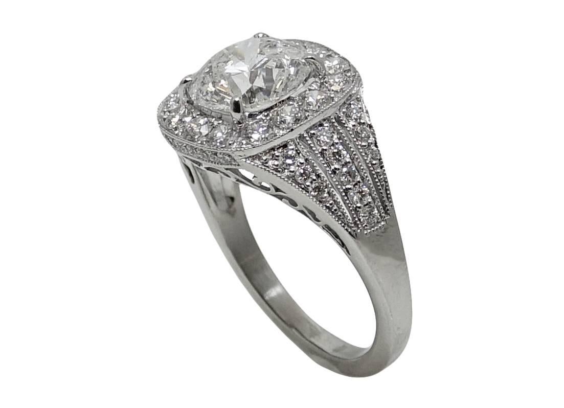 Women's 2.29 Carat Diamond Platinum Engagement Ring For Sale