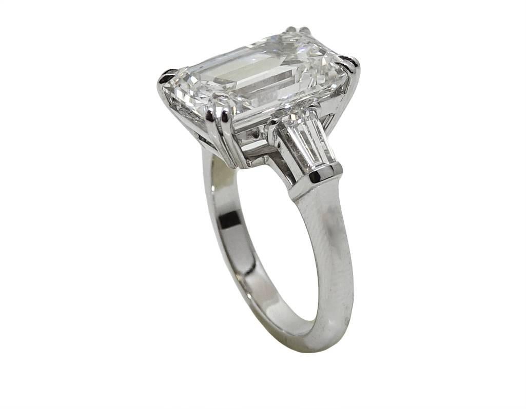 7.08 Carat GIA Certified Emerald Cut Diamond Platinum Engagement Ring In New Condition For Sale In Naples, FL