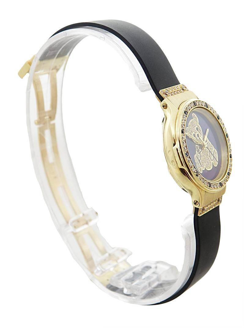 Hublot Ladies Yellow Gold Diamond Sapphire Teddy Bear Wristwatch In Excellent Condition In Naples, FL