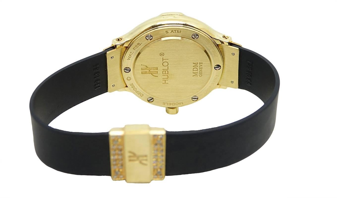 Women's Hublot Ladies Yellow Gold Diamond Sapphire Teddy Bear Wristwatch