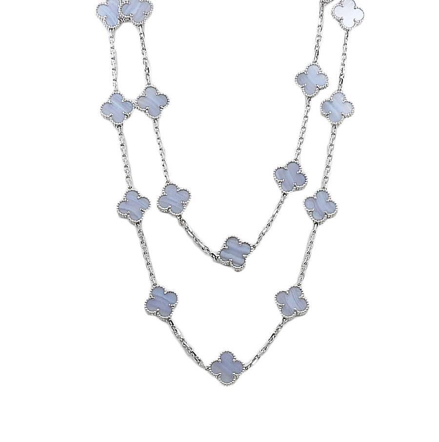 Van Cleef & Arpels Alhambra Chalcedony White Gold Necklace