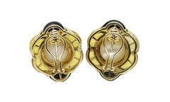 Mabe Pearls, Topaz, Onyx and Diamonds Yellow Gold Earrings
