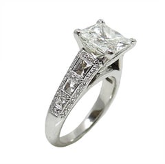 3.57 Carat Princess Cut Diamond White Gold Engagement Ring