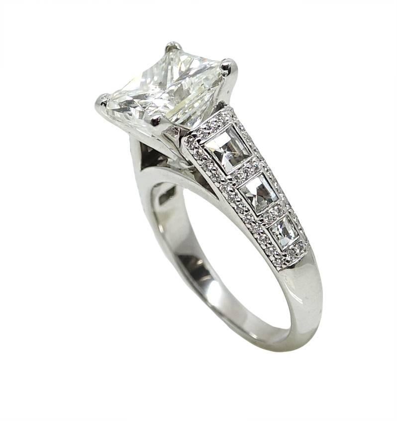 3.57 Carat Princess Cut Diamond White Gold Engagement Ring In New Condition For Sale In Naples, FL