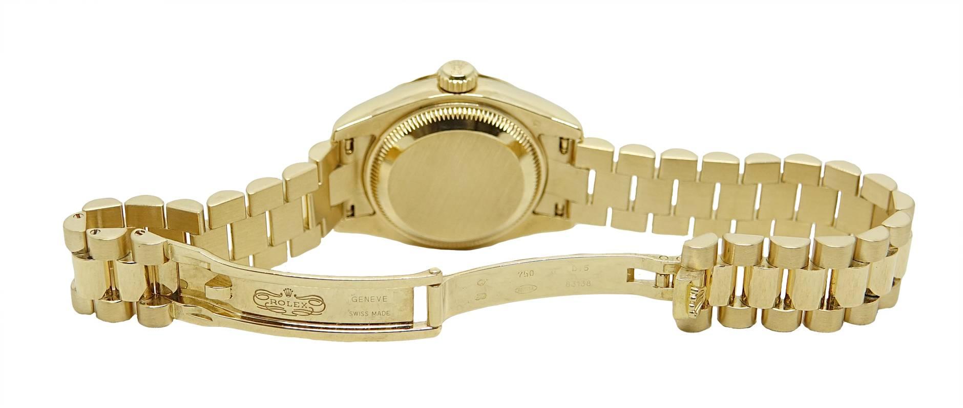Women's Rolex Ladies yellow gold President Diamond Bezel Automatic wristwatch ref 179138 For Sale