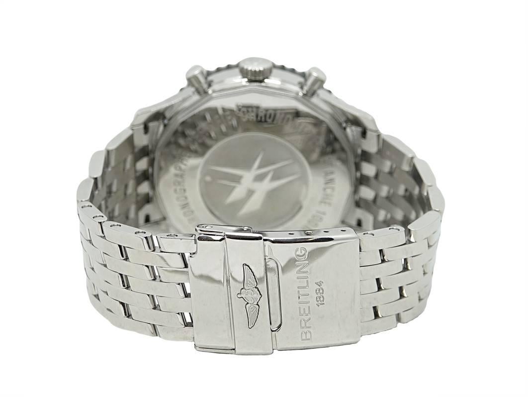 Women's or Men's Breitling Stainless Steel Black dial Chronoliner Automatic Wristwatch For Sale