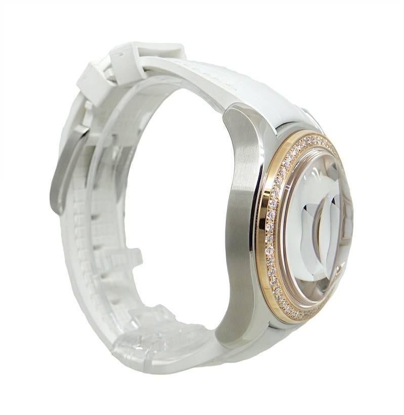 Corum Bubble Mother-of-Pearl Automatic Stainless Steel Wristwatch  In New Condition For Sale In Naples, FL