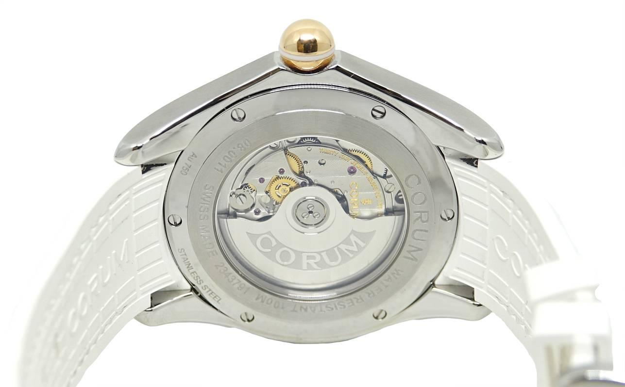 Women's Corum Bubble Mother-of-Pearl Automatic Stainless Steel Wristwatch  For Sale