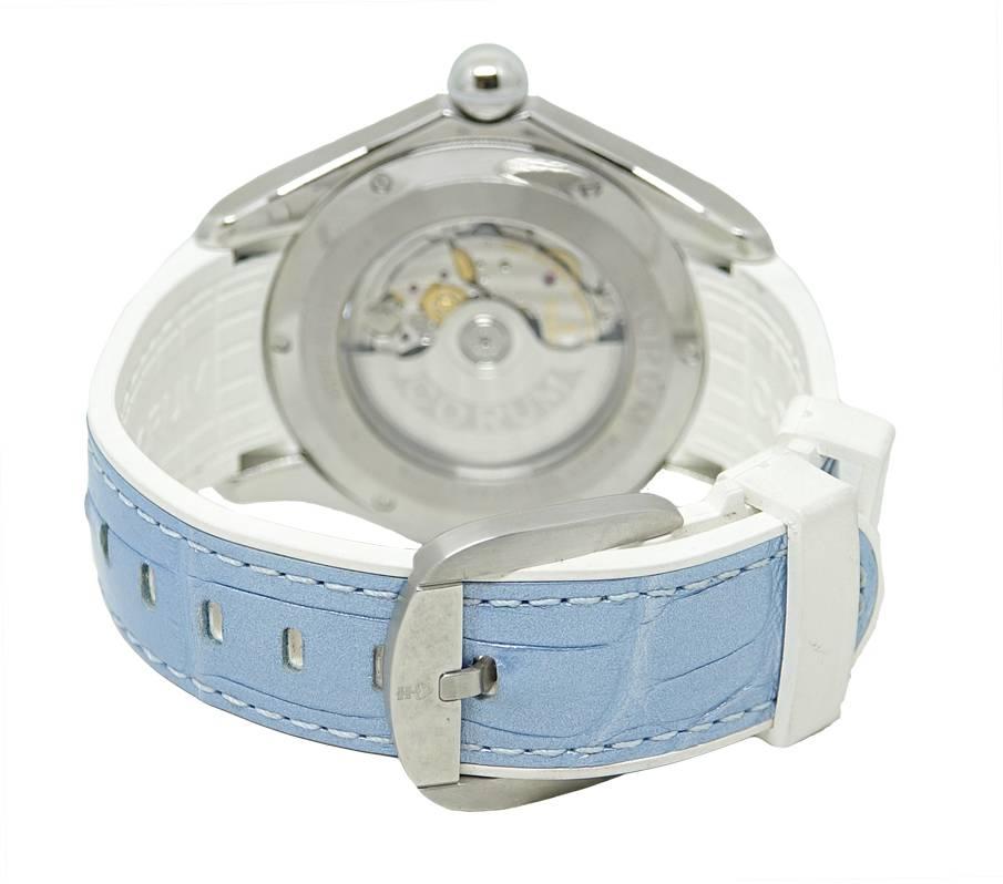 Women's or Men's Corum Blue Bubble Mother-of-Pearl Dial  Automatic Stainless Steel Wristwatch For Sale