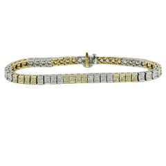 12.00 Carat Yellow and White Diamond Platinum Tennis Bracelet