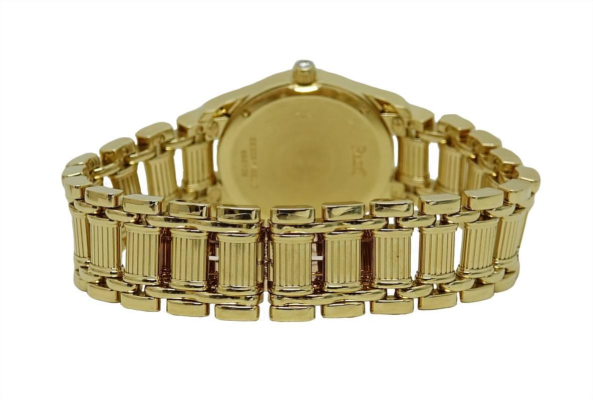 Women's Piaget Ladies Yellow Gold Diamond Bezel Polo Quartz Wristwatch For Sale