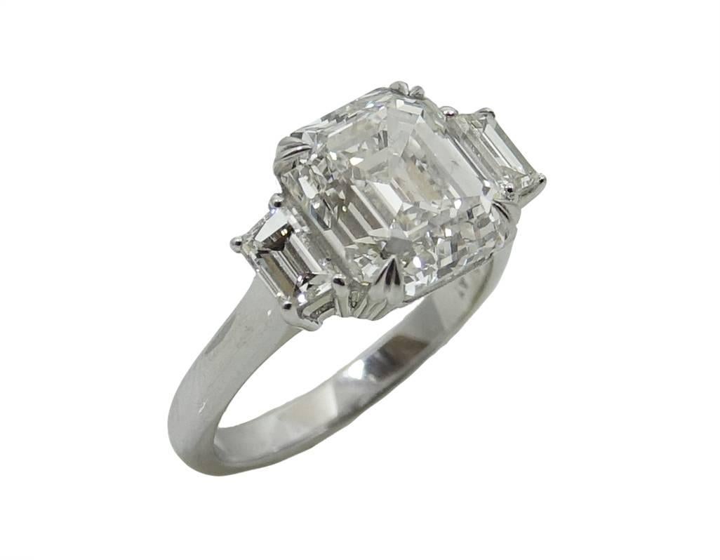 5.02 Carat Emerald Cut Diamond GIA Certified Platinum Engagement Ring In New Condition For Sale In Naples, FL