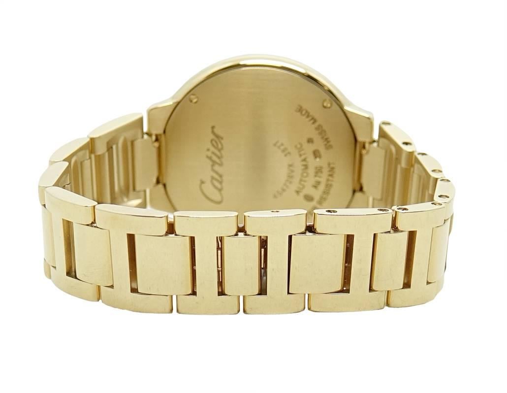 Women's or Men's Cartier Yellow Gold Ballon Bleu Automatic Wristwatch Ref WGBB005 For Sale