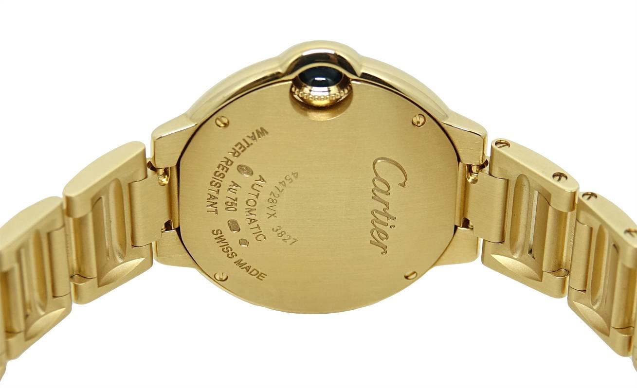 Cartier Yellow Gold Ballon Bleu Automatic Wristwatch Ref WGBB005 For Sale 2