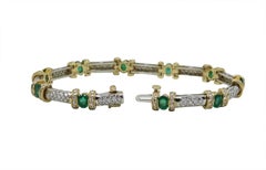 2.50 Carat Emerald and Diamond Two-Tone Bracelet