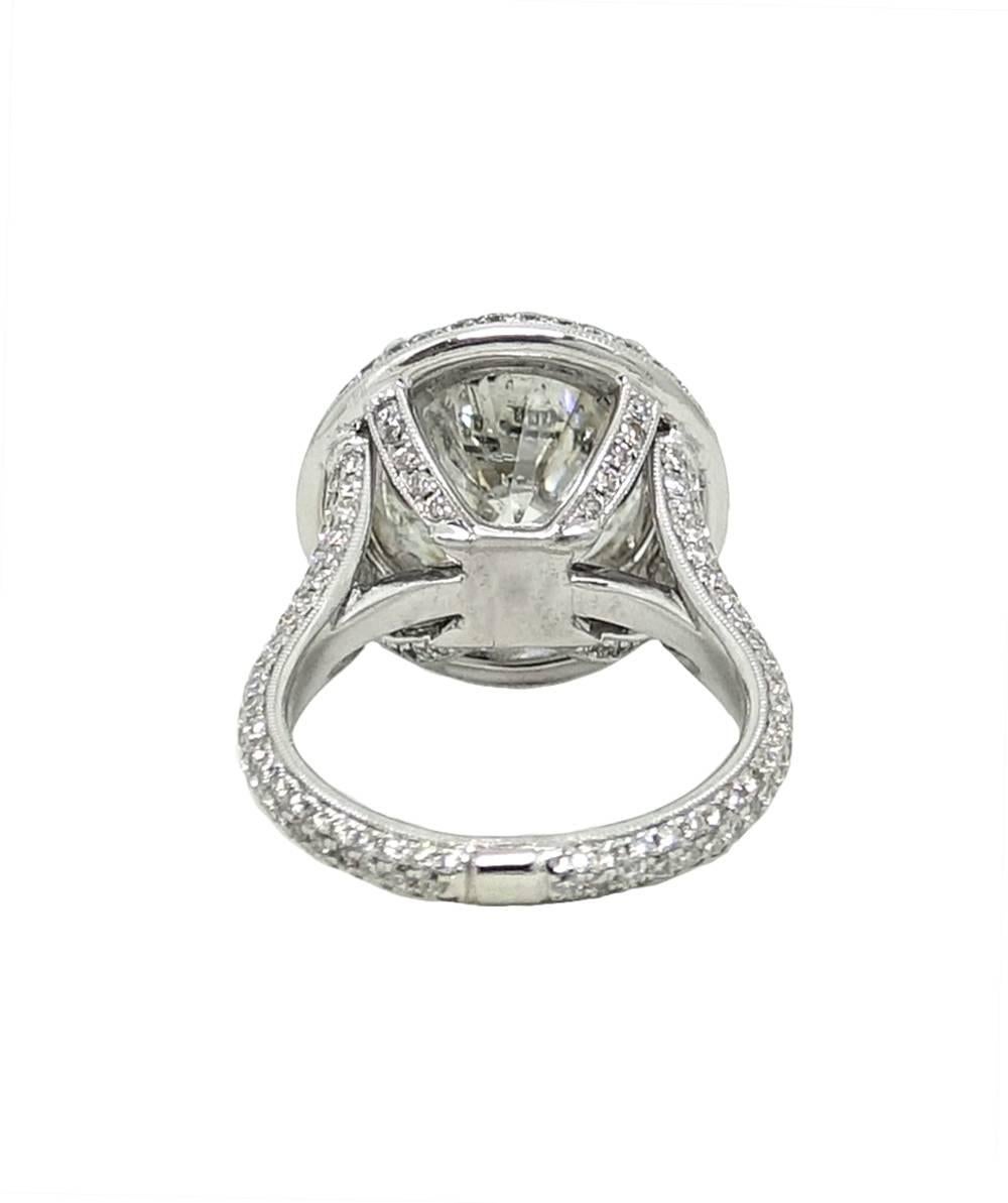 6.47 Carat Round Brilliant Diamond White Gold Engagement Ring In Excellent Condition For Sale In Naples, FL