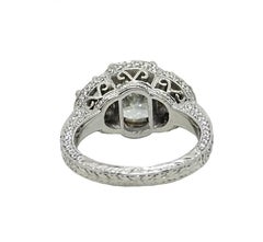 2.71 Carat Radiant Diamond and Half Moon Diamond Platinum Engagement Ring