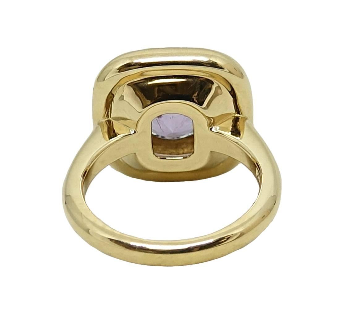 Women's or Men's Pamela Huizenga 1.83 Carat Lilac Tourmaline Yellow Gold Ring For Sale