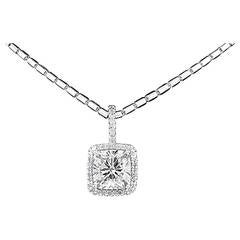 GIA Report 8.03 Carat Cushion Cut Diamond Gold Halo Pendant 8