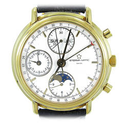 Eterna-Matic Yellow Gold Automatic Moonphase Day-Date Chronograph Wristwatch