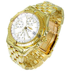 Breitling Yellow Gold Chronomat Date White Dial Wristwatch Ref K13050 10