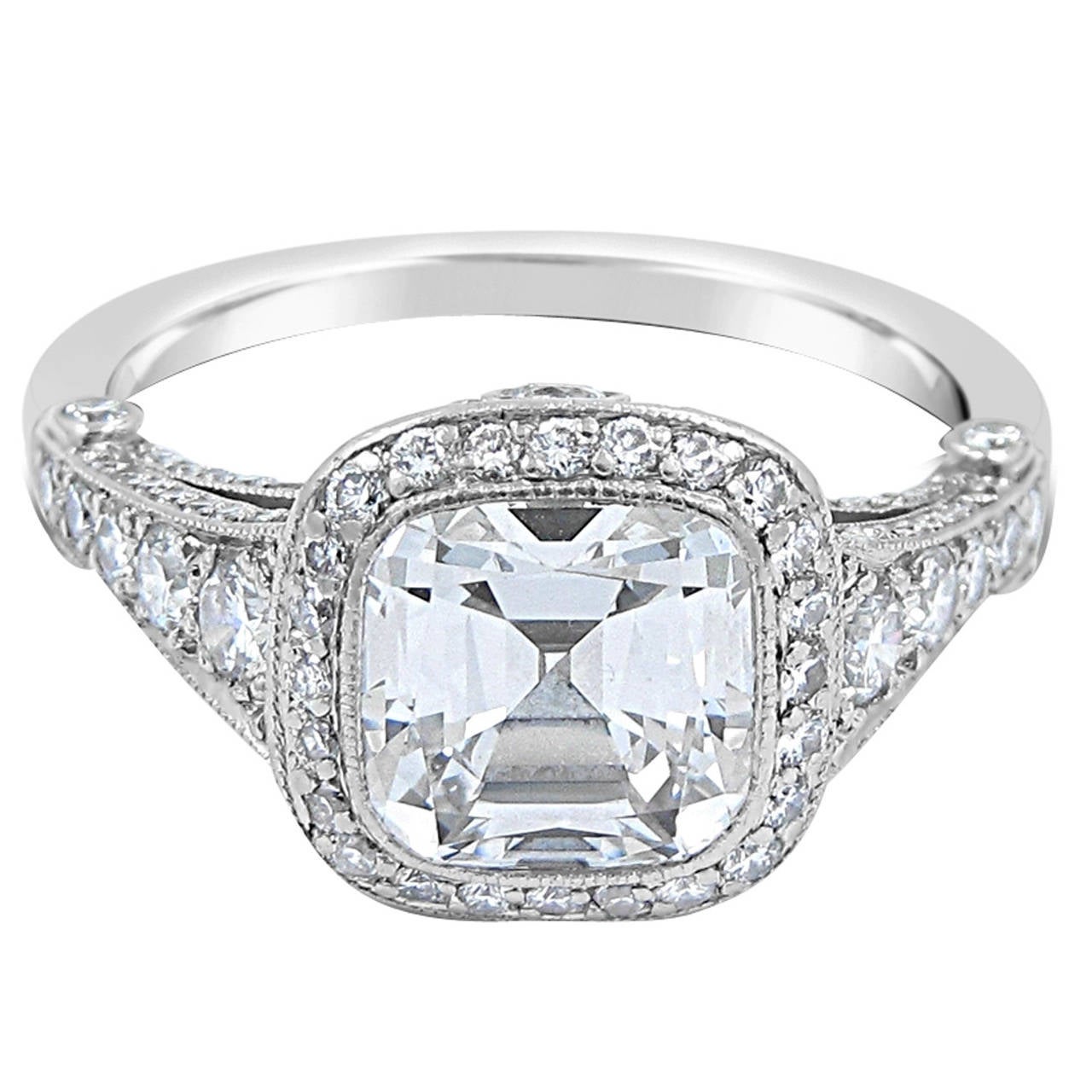 Tiffany And Co 251 Carat Cushion Cut Diamond Platinum Engagement Ring