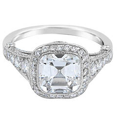 Tiffany & Co. 2.51 Carat Cushion Cut Diamond Platinum Engagement Ring