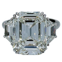 10.07 Carat GIA Report Emerald Cut Diamond Platinum Engagement Ring 1
