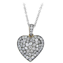 Antique Gold and Silver Diamond Heart Pendant