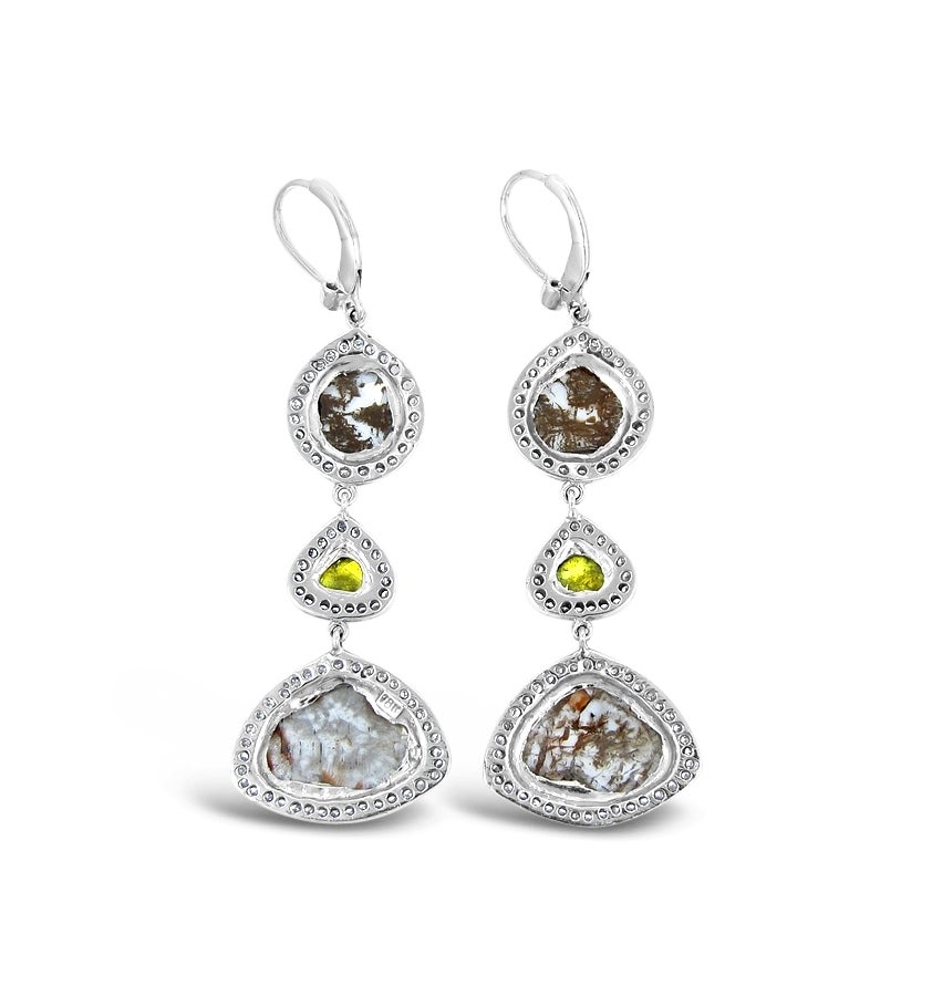 Dangle Diamond Slice Earrings 7.06tcw  in White Gold