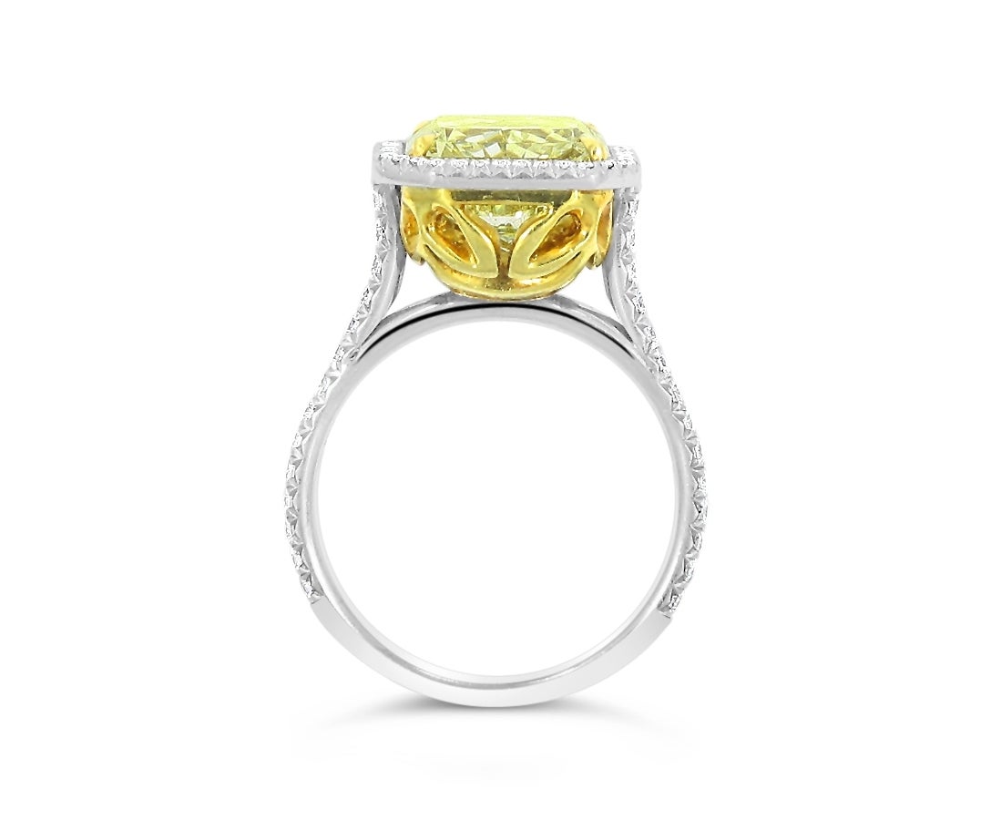 GIA Certified 6.25 Carat Fancy Yellow Diamond Engagement Ring In New Condition For Sale In Naples, FL