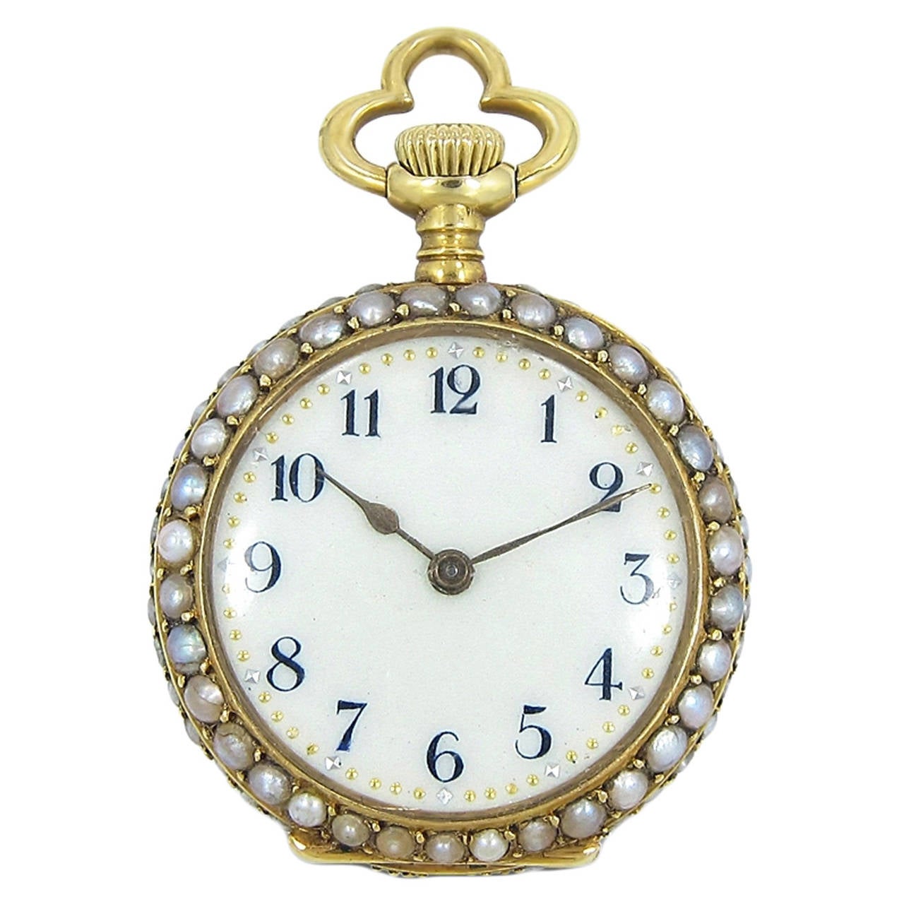 Lady's Yellow Gold Seed Pearl Pocket Watch