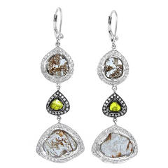 Dangle Diamond Slice Earrings 7.06tcw in White Gold 8