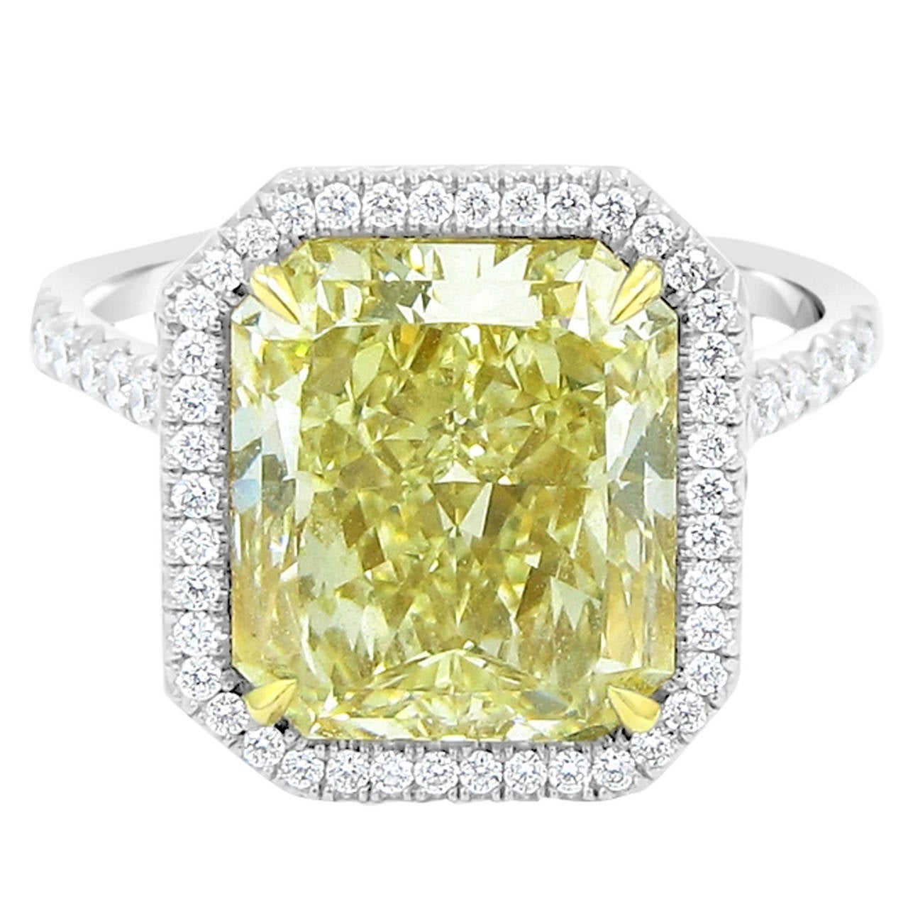 GIA Certified 6.25 Carat Fancy Yellow Diamond Engagement Ring For Sale