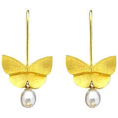 Tiffany & Co. Butterfly and Pearl Dangle Earrings