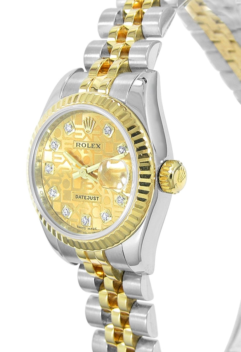 Rolex Lady's Yellow Gold Stainless Steel DateJust Wristwatch Ref 179173 In Excellent Condition In Naples, FL