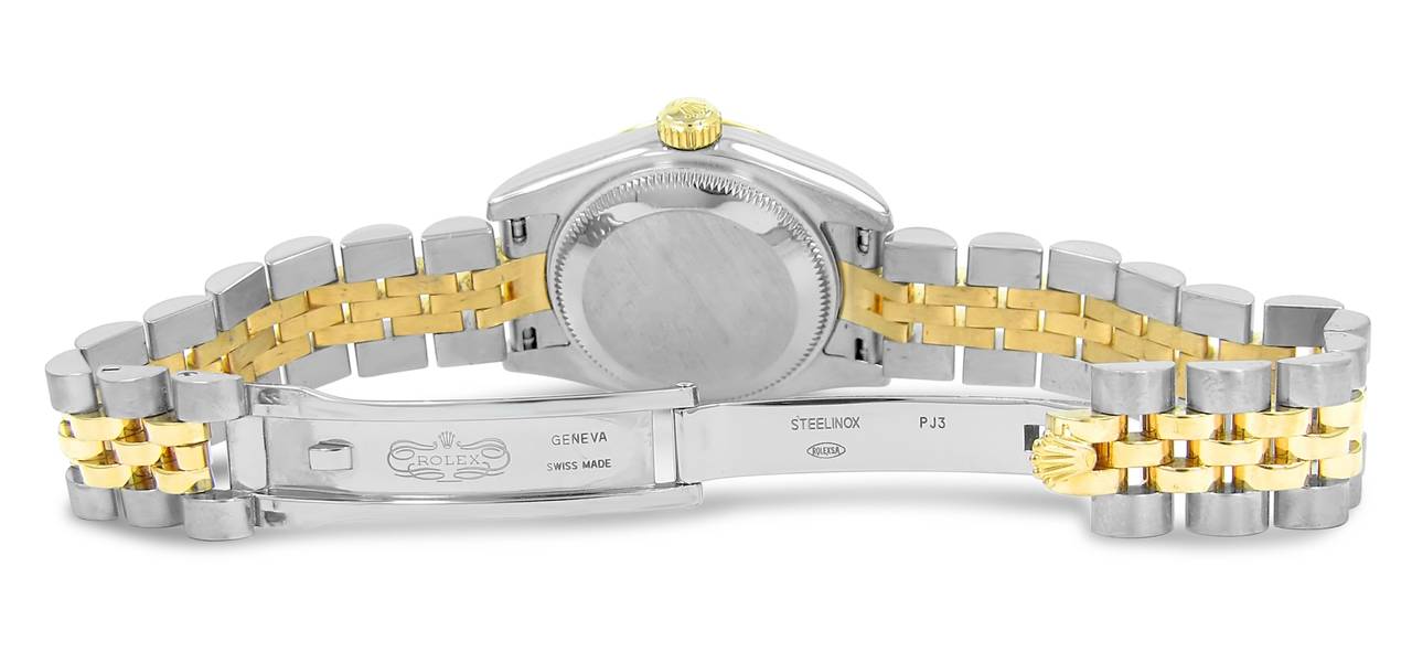 Women's Rolex Lady's Yellow Gold Stainless Steel DateJust Wristwatch Ref 179173