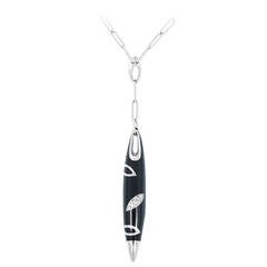 Black Enamel Diamond Gold Pendulum Pendant Necklace 4