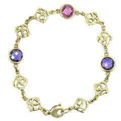 David Yurman Amethyst Pink Tourmaline Signature Link Bracelet