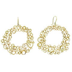 Hanging Lacy Moonstone Gold Earrings