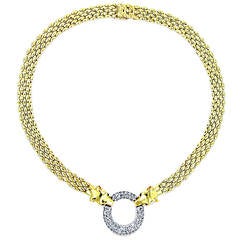 Panther Necklace with Pave Diamond Circle and Ruby Eyes 6