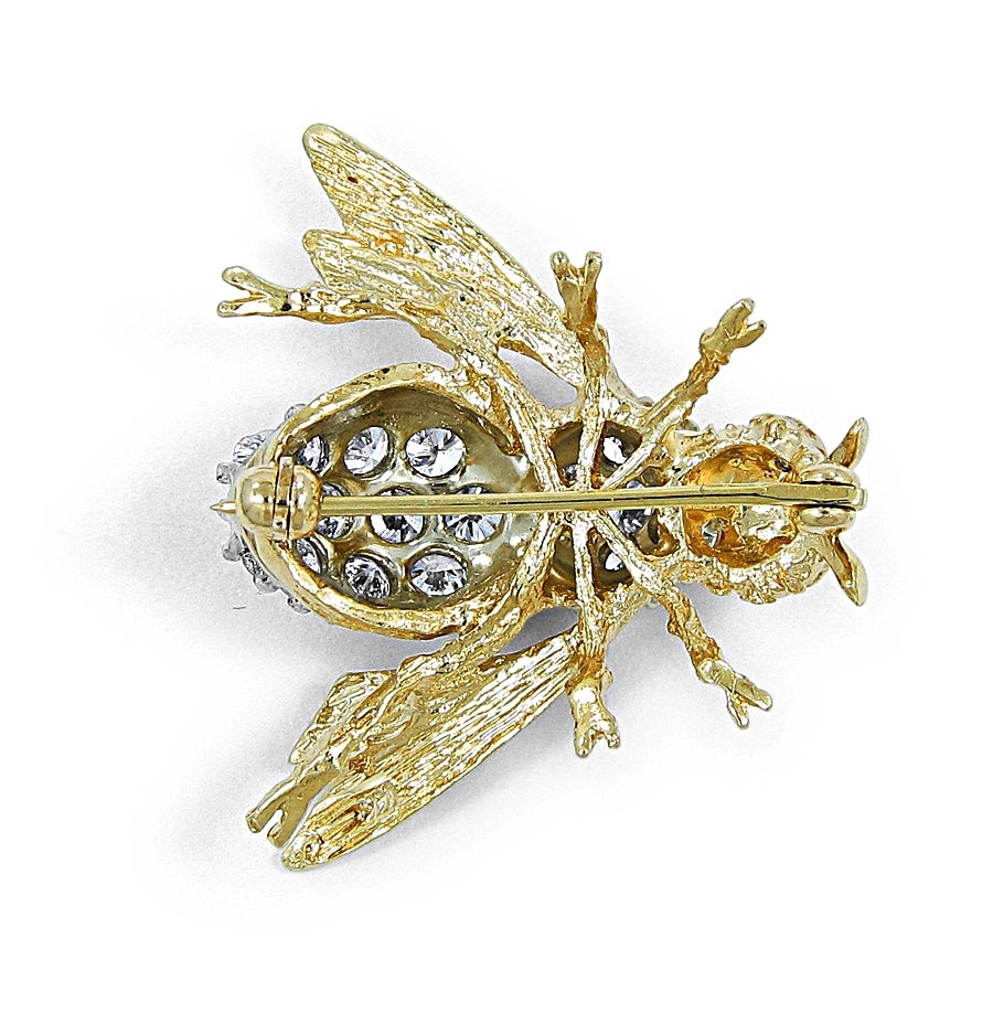 Bumble Bee Brooch with Diamonds In New Condition In Naples, FL