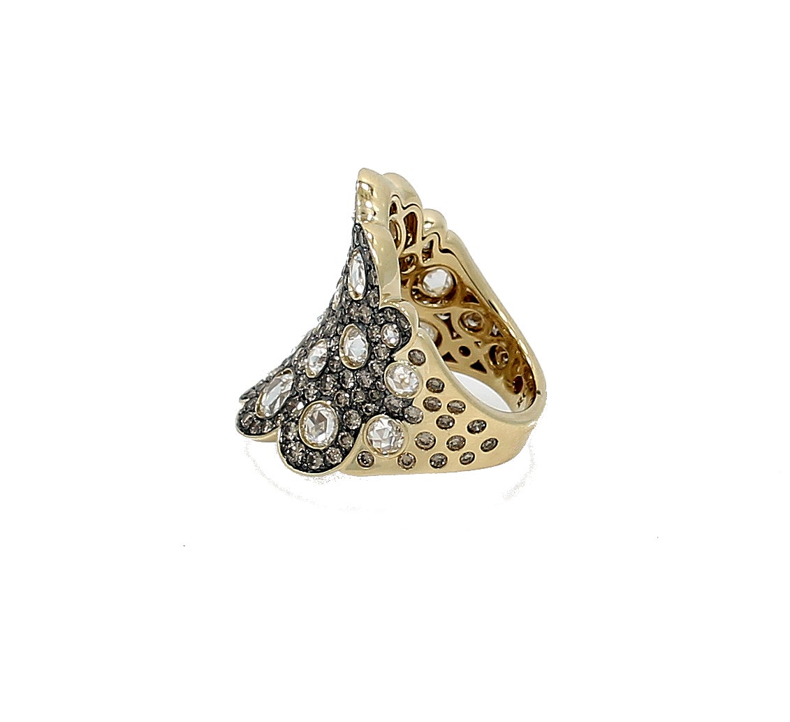 Roberto Coin Fantasia Brown Diamond Gold Ring In New Condition In Naples, FL