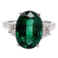 5.86 Carat Oval Emerald Engagement Ring