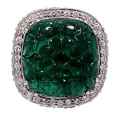 27.99 Carat Zambian Carved Emerald Ring