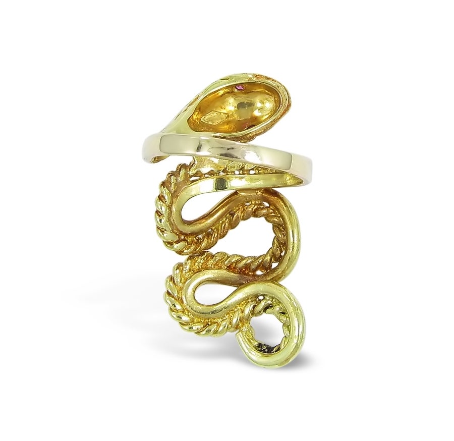 Ruby Gold Snake Ring In Excellent Condition In Naples, FL