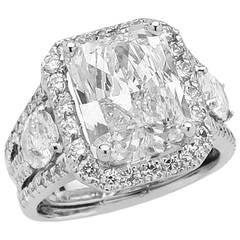 7.02 Carat Radiant Diamond Gold Engagement Ring